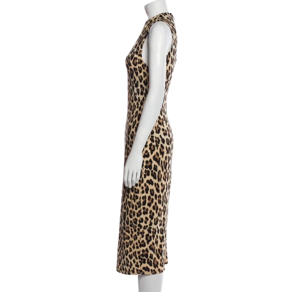 Alice + Olivia DELORA SLEEVELESS LEOPARD MOCK-NECK DRESS IN TEXTURED LEOPARD - Picture 2 of 12